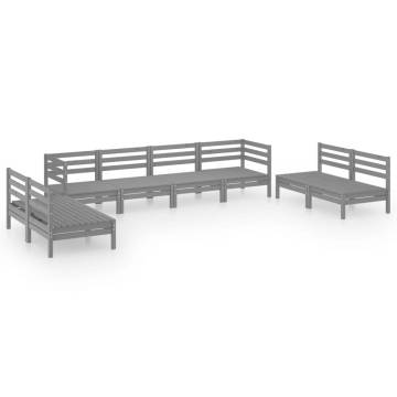 8 Piece Garden Lounge Set - Grey Solid Pinewood | HipoMarket