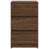 Stylish Brown Oak Bedside Cabinets with 3 Drawers - 2 pcs