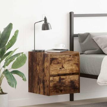 Wall-mounted Bedside Cabinet Smoked Oak - Stylish Storage Solution