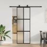  Sliding Door with Hardware Set Black 76x205 cm Tempered Glass Colour black and matt Size 76 x 205 cm (183 cm sliding rail) Quantity in Package 1 Model 4x2 grids 