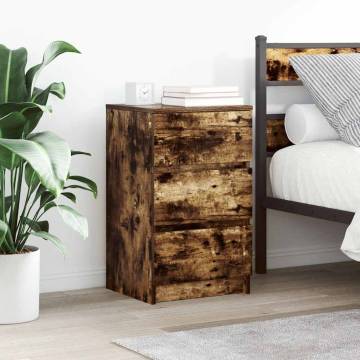 Stylish 3-Drawer Bedside Cabinets - Smoked Oak - 2 pcs