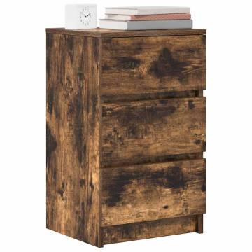 Stylish 3-Drawer Bedside Cabinets - Smoked Oak - 2 pcs