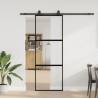  Sliding Door with Hardware Set Black 76x205 cm Tempered Glass Colour black and matt Size 76 x 205 cm (200 cm sliding rail) Quantity in Package 1 Model 3 horizontal bars 