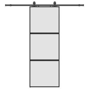 Stylish Black Sliding Door with Hardware Set - 76x205 cm