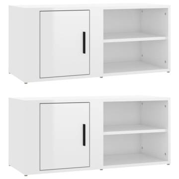 Stylish TV Cabinets - High Gloss White - 2 pcs | HipoMarket