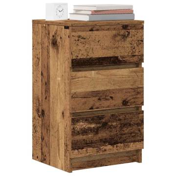 Stylish Old Wood Bedside Cabinets - 3 Drawers, 2 pcs