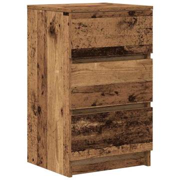 Stylish Old Wood Bedside Cabinets - 3 Drawers, 2 pcs