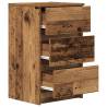 Stylish Old Wood Bedside Cabinets - 3 Drawers, 2 pcs