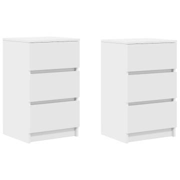 Stylish White Bedside Cabinets with 3 Drawers - 2 pcs