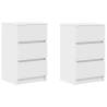 Stylish White Bedside Cabinets with 3 Drawers - 2 pcs