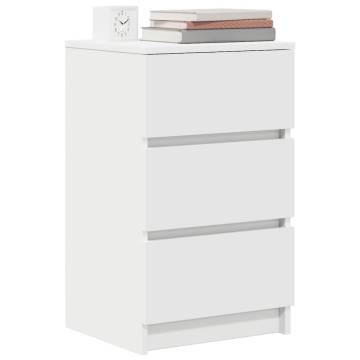 Stylish White Bedside Cabinets with 3 Drawers - 2 pcs