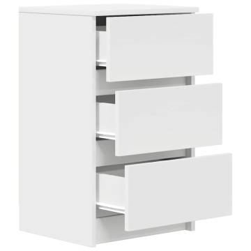 Stylish White Bedside Cabinets with 3 Drawers - 2 pcs