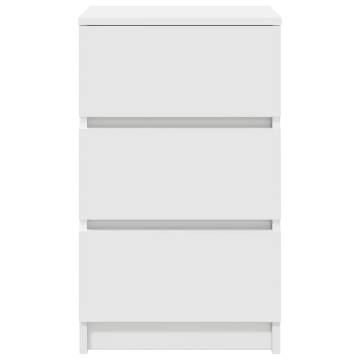 Stylish White Bedside Cabinets with 3 Drawers - 2 pcs