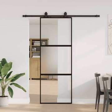 Stylish Black Sliding Door with Hardware Set - 76x205 cm