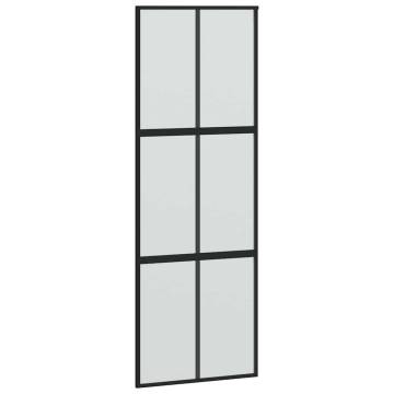 Sliding Door with Hardware Set - Black 90x205 cm Tempered Glass