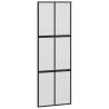 Sliding Door with Hardware Set - Black 90x205 cm Tempered Glass