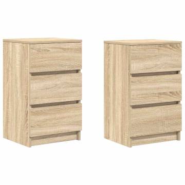 Stylish Bedside Cabinets with 3 Drawers - Sonoma Oak - 2 pcs