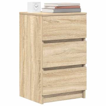 Stylish Bedside Cabinets with 3 Drawers - Sonoma Oak - 2 pcs