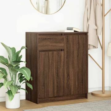 Stylish Brown Oak Sideboard with Drawer - 71x35x84 cm