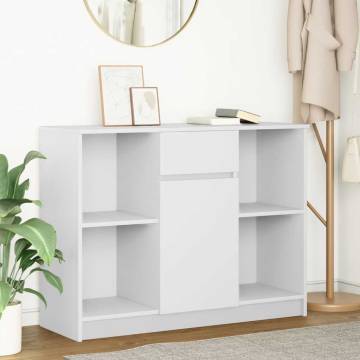 Stylish White Sideboard with Drawer | 101x35x76 cm Engineered Wood