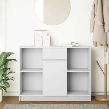 Stylish White Sideboard with Drawer | 101x35x76 cm Engineered Wood