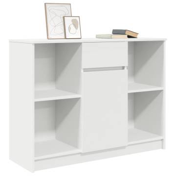 Stylish White Sideboard with Drawer | 101x35x76 cm Engineered Wood