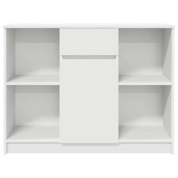 Stylish White Sideboard with Drawer | 101x35x76 cm Engineered Wood