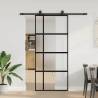  Sliding Door with Hardware Set Black 90x205 cm Tempered Glass Colour black, matt and transparent Size 90 x 205 cm (183 cm sliding rail) Quantity in Package 1 Model 4x2 grids 