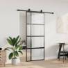 Sliding Door with Hardware Set - Black Tempered Glass 90x205 cm