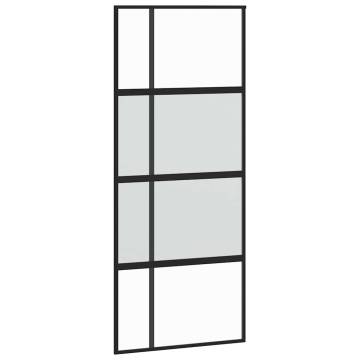 Sliding Door with Hardware Set - Black Tempered Glass 90x205 cm