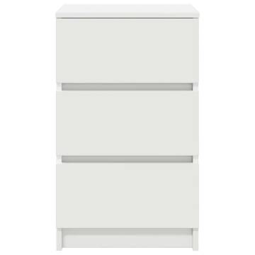 Stylish White Bedside Cabinet with 3 Drawers - 39x35x65 cm