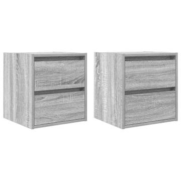 Wall-mounted Bedside Cabinets - 2 pcs Grey Sonoma | HipoMarket