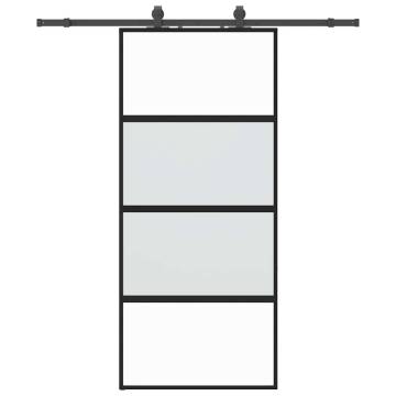 Stylish Black Sliding Door with Hardware Set - 90x205 cm