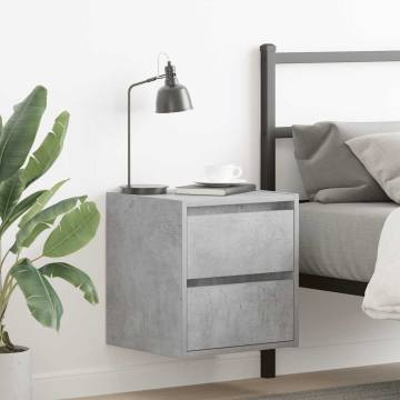 Wall-Mounted Bedside Cabinet in Concrete Grey - 38x34x40 cm