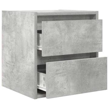 Wall-Mounted Bedside Cabinet in Concrete Grey - 38x34x40 cm