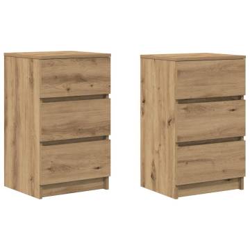 Stylish 3 Drawer Bedside Cabinets - Artisan Oak, 2 pcs | HipoMarket