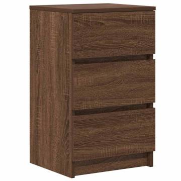 Stylish Brown Oak Bedside Cabinet with 3 Drawers - HipoMarket