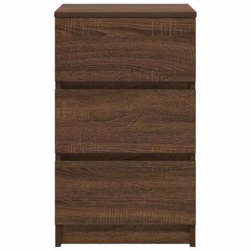 Stylish Brown Oak Bedside Cabinet with 3 Drawers - HipoMarket