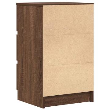 Stylish Brown Oak Bedside Cabinet with 3 Drawers - HipoMarket