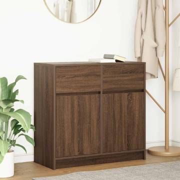 Brown Oak Sideboard with Drawer - Engineered Wood Storage