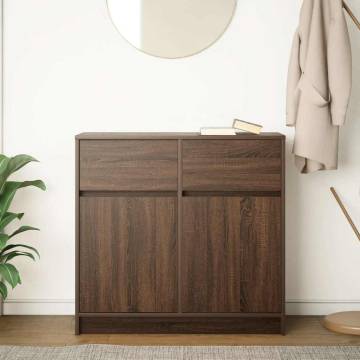 Brown Oak Sideboard with Drawer - Engineered Wood Storage