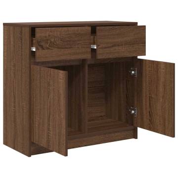 Brown Oak Sideboard with Drawer - Engineered Wood Storage