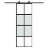 Sliding Door with Hardware Set Black 76x205 cm Tempered Glass