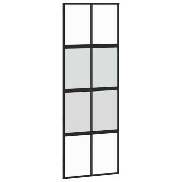 Sliding Door with Hardware Set Black 76x205 cm Tempered Glass