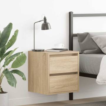 Sonoma Oak Wall-Mounted Bedside Cabinet - 38x34x40 cm