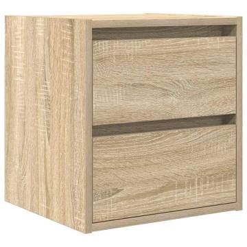 Sonoma Oak Wall-Mounted Bedside Cabinet - 38x34x40 cm