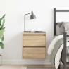 Sonoma Oak Wall-Mounted Bedside Cabinet - 38x34x40 cm