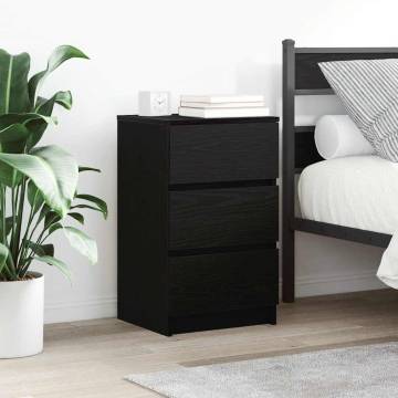 Stylish Black Bedside Cabinets with 3 Drawers - Set of 2