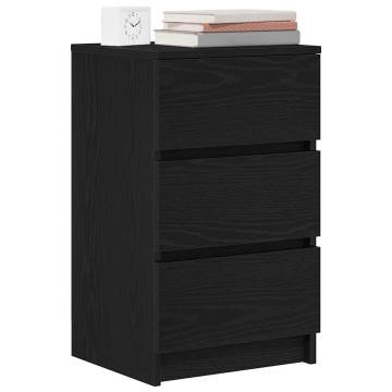 Stylish Black Bedside Cabinets with 3 Drawers - Set of 2