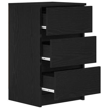 Stylish Black Bedside Cabinets with 3 Drawers - Set of 2